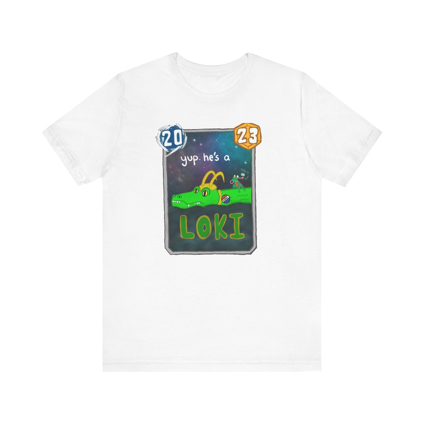 Snap Kang x Spooky Dino Marvel Snap inspired Alligator Loki Card - Unisex Jersey Short Sleeve Tee