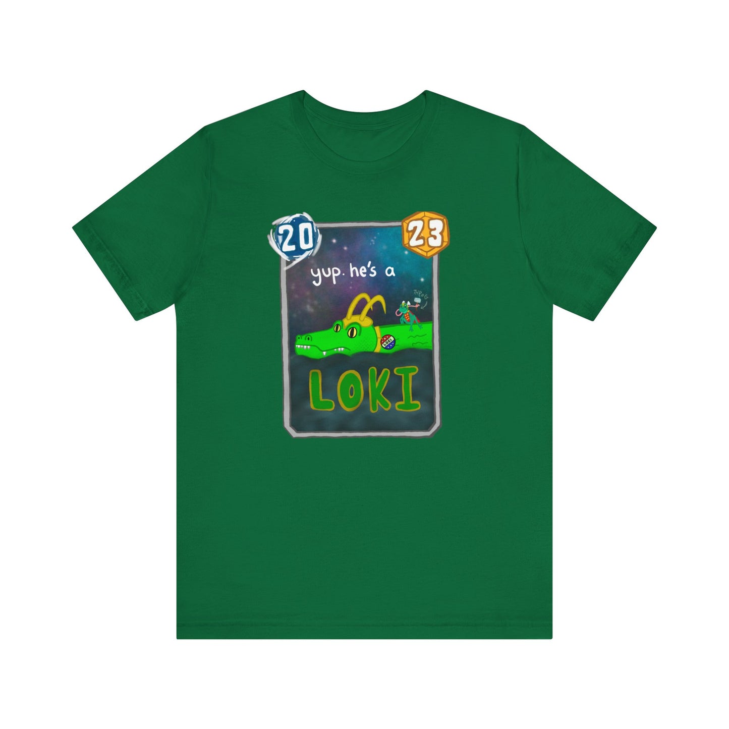 Snap Kang x Spooky Dino Marvel Snap inspired Alligator Loki Card - Unisex Jersey Short Sleeve Tee