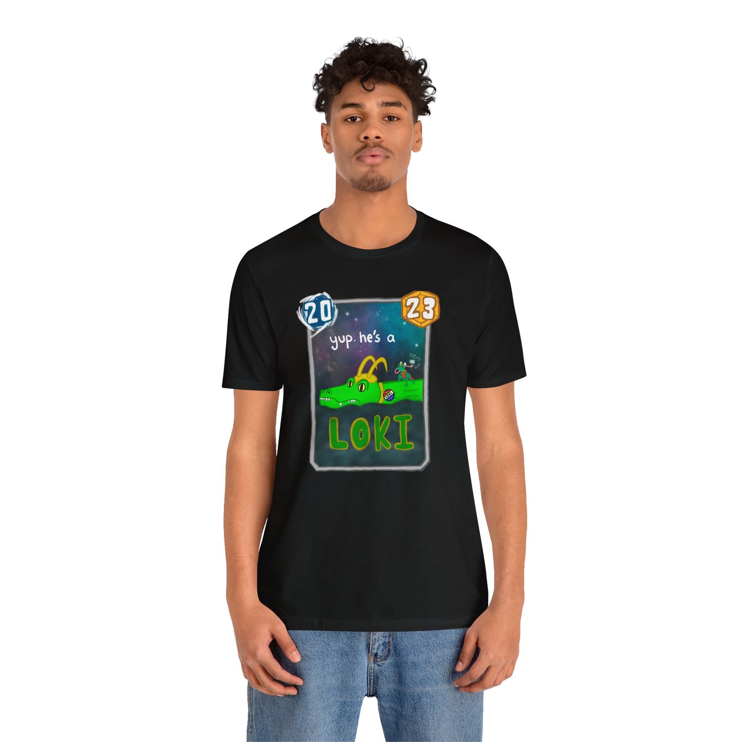 Snap Kang x Spooky Dino Marvel Snap inspired Alligator Loki Card - Unisex Jersey Short Sleeve Tee