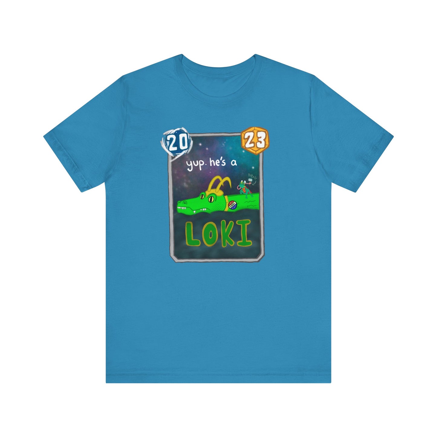 Snap Kang x Spooky Dino Marvel Snap inspired Alligator Loki Card - Unisex Jersey Short Sleeve Tee