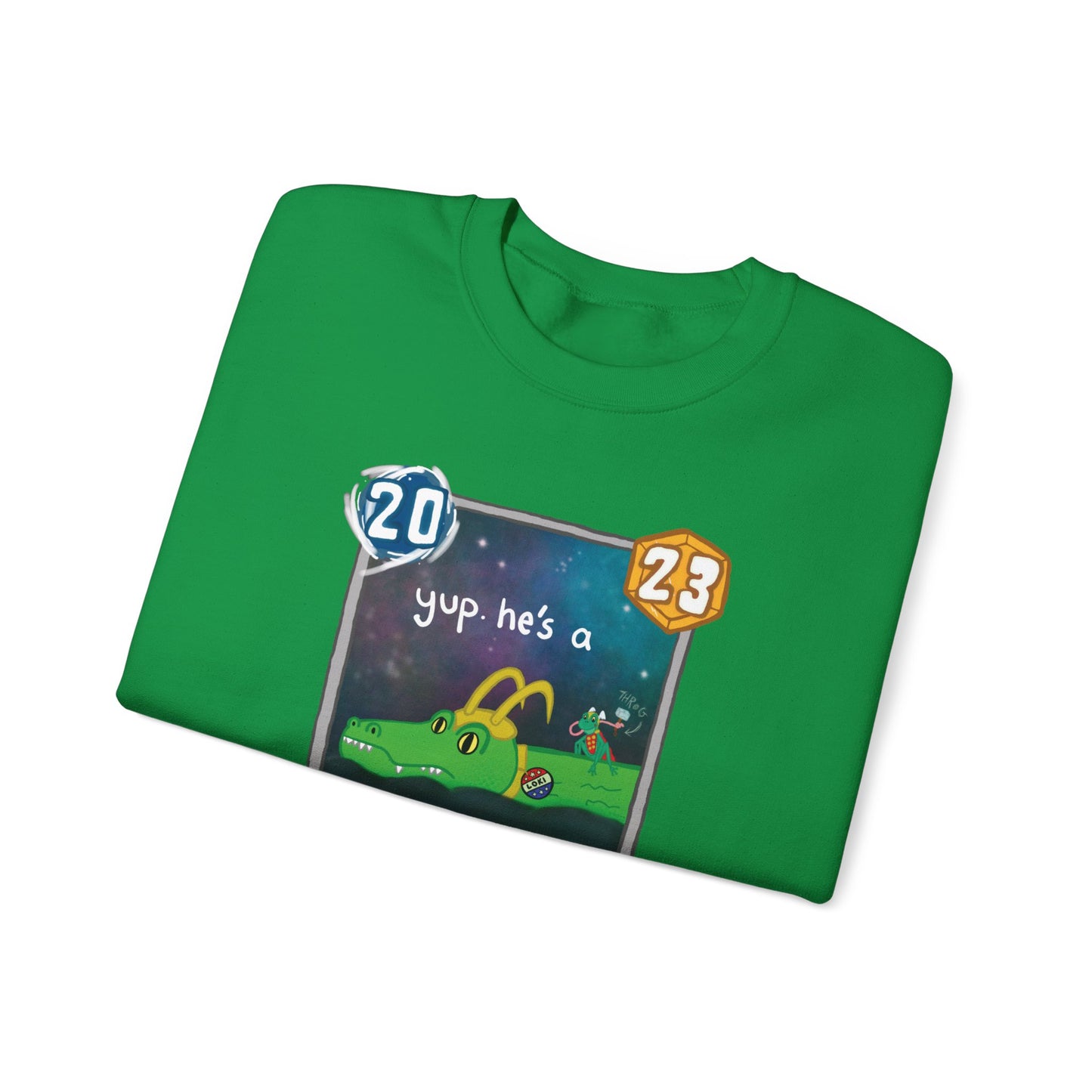 snap kang x spooky dinosaur "Yup, he's a loki" variant marvel snap inspired Crewneck Sweatshirt