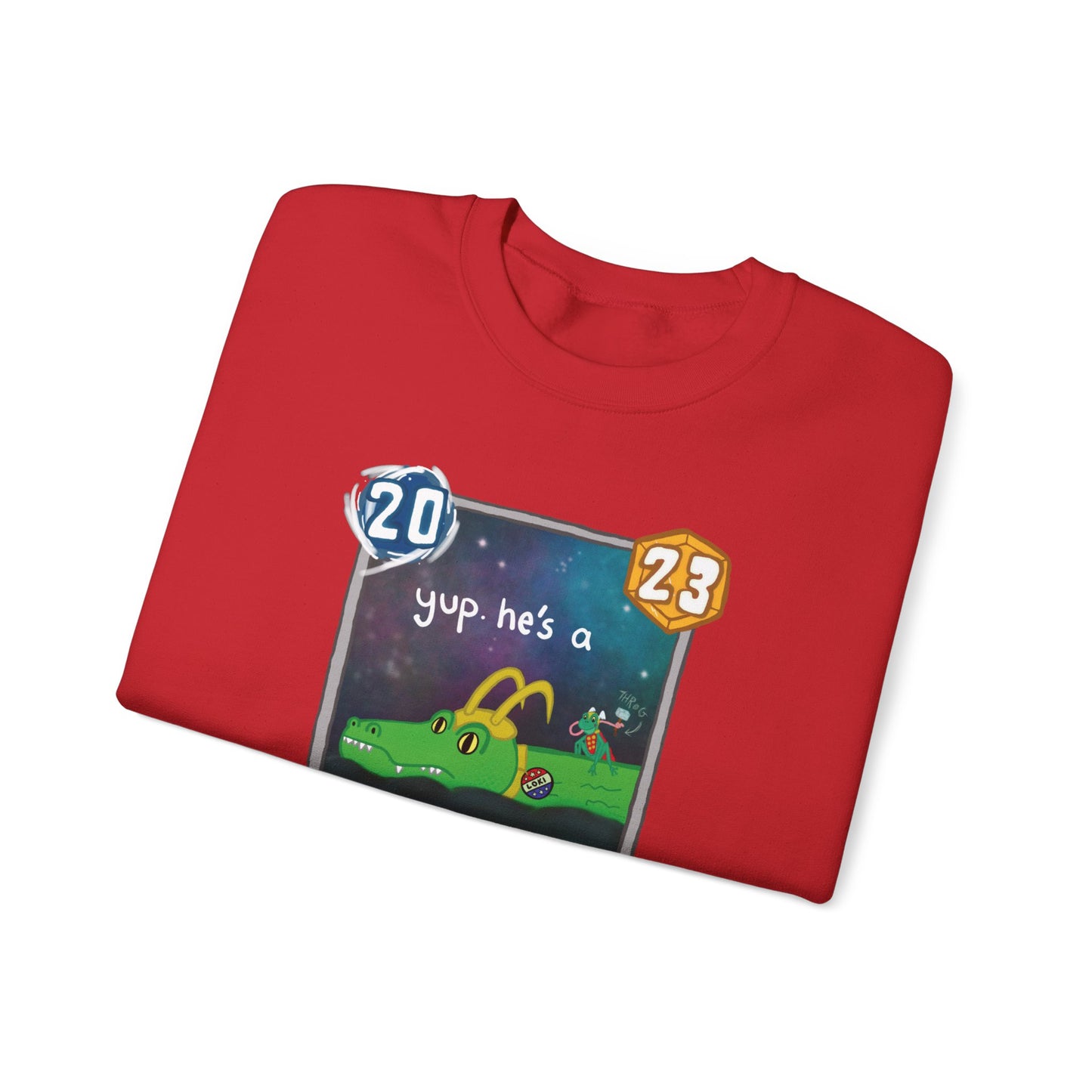 snap kang x spooky dinosaur "Yup, he's a loki" variant marvel snap inspired Crewneck Sweatshirt