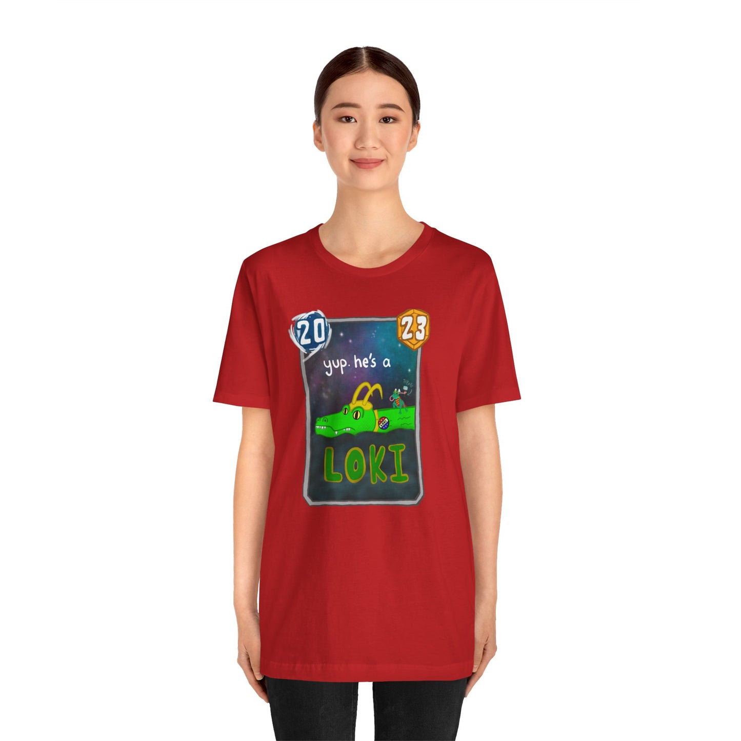 Snap Kang x Spooky Dino Marvel Snap inspired Alligator Loki Card - Unisex Jersey Short Sleeve Tee