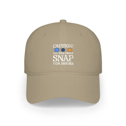 "caution - snap for hours" Marvel Snap Low Profile Baseball Cap