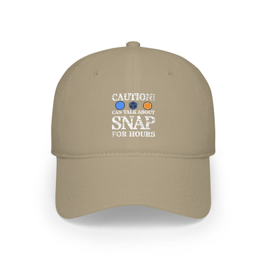 "caution - snap for hours" Marvel Snap Low Profile Baseball Cap