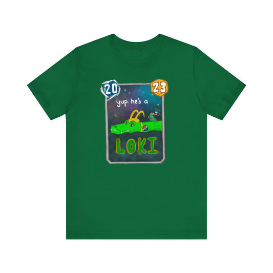 Snap Kang x Spooky Dino Marvel Snap inspired Alligator Loki Card - Unisex Jersey Short Sleeve Tee