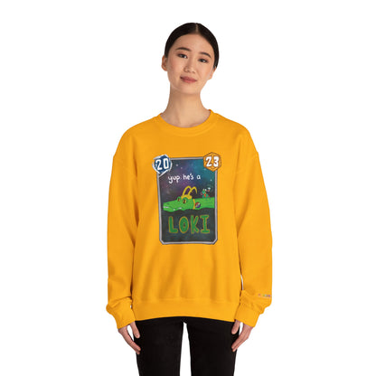 snap kang x spooky dinosaur "Yup, he's a loki" variant marvel snap inspired Crewneck Sweatshirt