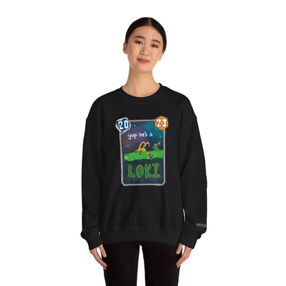 snap kang x spooky dinosaur "Yup, he's a loki" variant marvel snap inspired Crewneck Sweatshirt