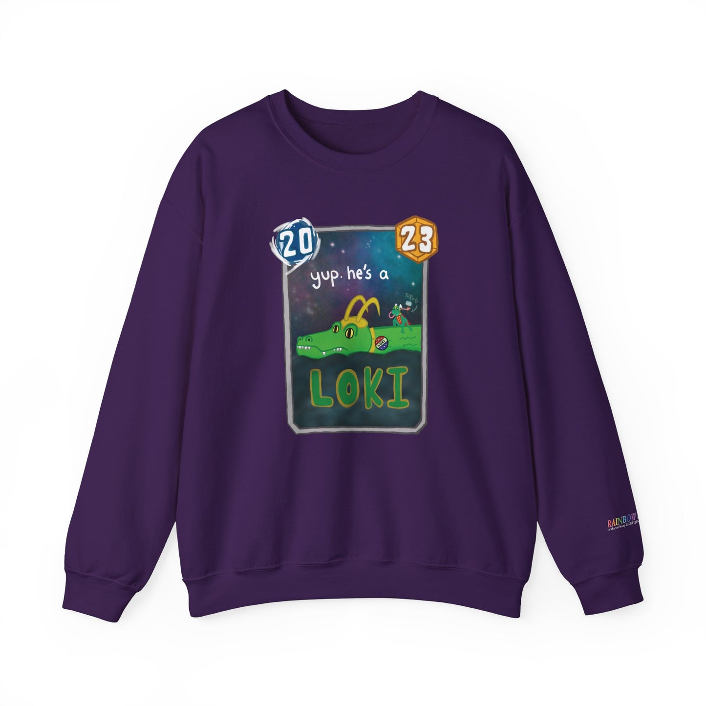 snap kang x spooky dinosaur "Yup, he's a loki" variant marvel snap inspired Crewneck Sweatshirt